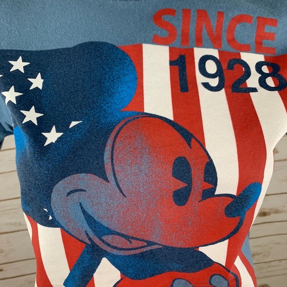 Disney Mickey Mouse & Flag Graphic Blue Tee - Picture 6 of 8